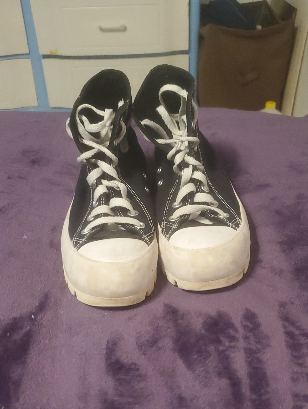 Black High-Top Canvas Platform Sneakers - Women's